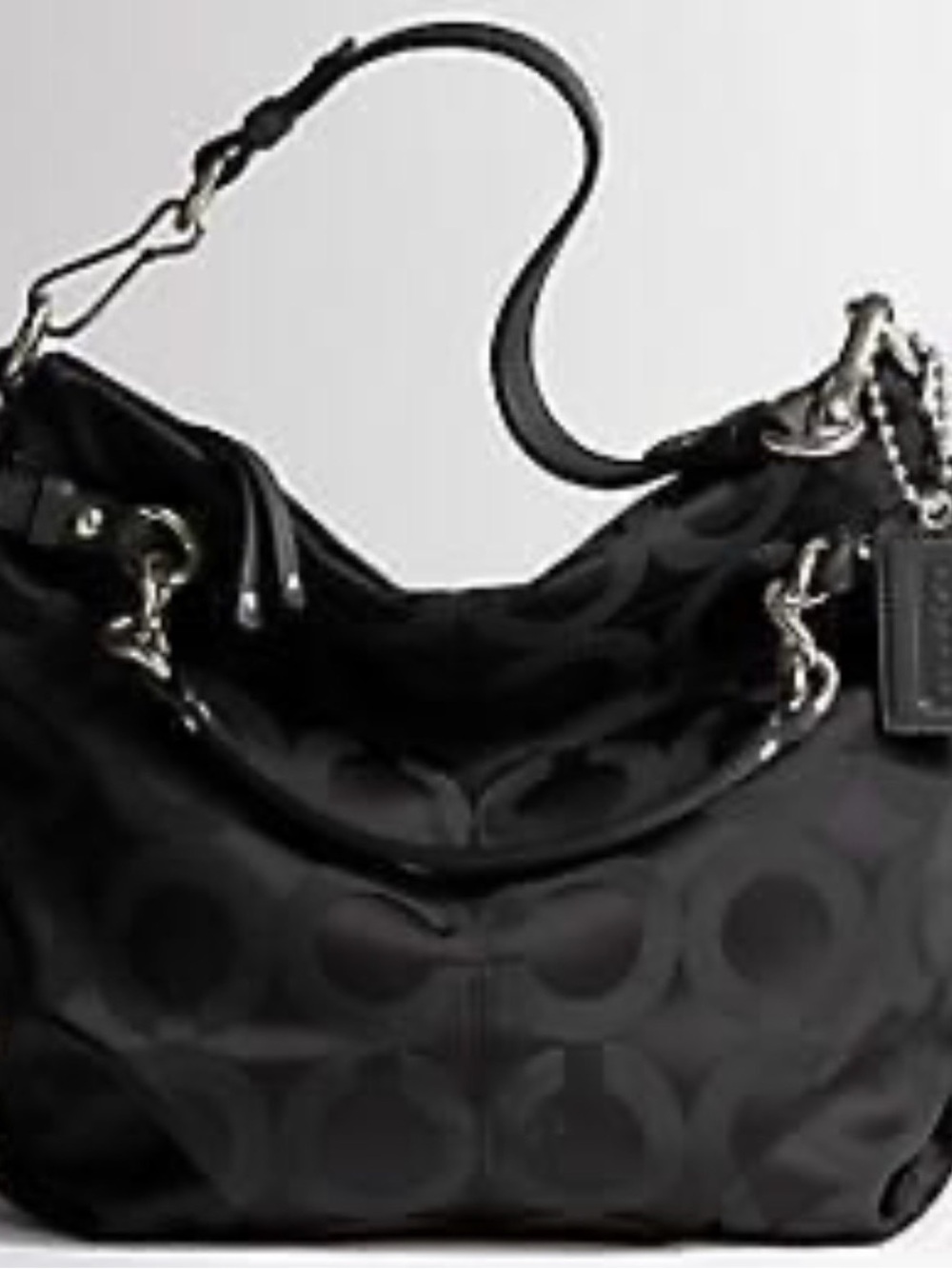 Coach Black Signature Shoulder Bag with Silver Hardware
